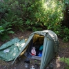 Camp at South Cape Rivulet on the very last day of eighteen days out bush doing the Sout West Coast Track.