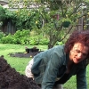 Digging out the crop. We didn't want to do too much damage to my friends garden. So instead of digging a huge hole we dug a very little one and piled the dirt on top of an overturned cardboard box and filmed over the top. That's what's known as guerrilla film making CGI.