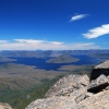 Lake Pedder from the summit of Mt Anne. Pedder, as most people know, is an artificial lake and was the scene of the very first real confrontation between conservationists and the Tasmanian government. There are some people that think the lake should be drained. But personally, I don't believe that will see a return of the old lake and it would mean destroying the new ecological balance that has established itself over the decades since the dam was built.