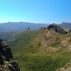 The cliffs of Mt Anne and Mt Lot with Lots Wife (the rock spire on the ridge). To get to the plateau behind Mt Lot you have to traverse that ridge which can be hard work.