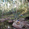 Camp on a hot night. To keep cool I ate my dinner sitting on the edge of this rock ledge - with my feet dangling in the water.