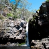 A water fall. This is actually a river with a lot of very tall waterfalls. But it's hard to get good photos of these magnificent falls in the trackless bush. The way the gorges are arranged, the vegetation, the lack of a viewing platform with artfully arranged positioning all makes it hard to take a photo that shows the grandeur of the vista. But lack of "facilities" is a good thing!